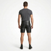 Laden Sie das Bild in den Galerie-Viewer, Men’s Leather Cargo Shorts – Utility Biker Streetwear Shorts