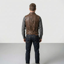 Laden Sie das Bild in den Galerie-Viewer, Men’s Motorcycle Leather Vest – Classic Biker Riding Vest