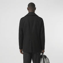 Load image into Gallery viewer, Men’s Black Fleece Peacoat – Classic Double Breasted Winter Coat