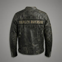 Laden Sie das Bild in den Galerie-Viewer, Herren Distressed Leder Bikerjacke – Harley Davidson Vintage Racing Moto Stil