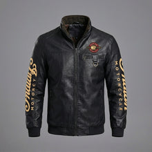 Laden Sie das Bild in den Galerie-Viewer, Herren Leder Racing Jacke im Indianer-Stil – Premium Schwarze Moto Bomberjacke