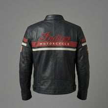 Laden Sie das Bild in den Galerie-Viewer, Herren Indian Motorcycle Style Vintage Bikerjacke aus Leder – Besticktes Skript-Logo