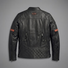 Load image into Gallery viewer, Men’s Harley-Style Black Leather Moto Jacket – Quilted Shoulder Detail