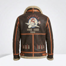 Laden Sie das Bild in den Galerie-Viewer, Men’s Brown B-3 Aviator Sheepskin Shearling Bomber Jacket – Premium Flight Coat