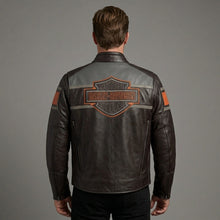 Laden Sie das Bild in den Galerie-Viewer, Heritage Racing Braune Leder Bikerjacke – Klassischer Harley Moto Stil
