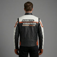 Laden Sie das Bild in den Galerie-Viewer, Herren Leder Racing Jacke – Limited Edition – Kontrastpanel im Motorrad-Stil