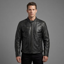 Laden Sie das Bild in den Galerie-Viewer, Herren Totenkopf Distressed Leder Bikerjacke – Harley-Style Moto