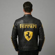 Laden Sie das Bild in den Galerie-Viewer, Herren-Leder-Rennjacke im Ferrari-Stil – Bikerjacke aus Echtleder