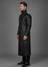 Laden Sie das Bild in den Galerie-Viewer, Herren-Duster-Lederjacke von Deux in Schwarz – Klassischer langer Western-Mantel