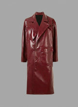 Load image into Gallery viewer, Women’s Double-Breasted Leather Trench Coat – Elegant Classic Long Overcoat