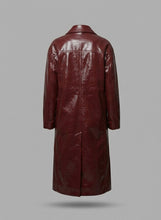 Load image into Gallery viewer, Women’s Double-Breasted Leather Trench Coat – Elegant Classic Long Overcoat