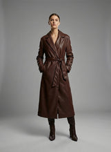 Laden Sie das Bild in den Galerie-Viewer, Damen Marciano Lana Langer Ledermantel – Luxuriöser Designer Trench-Stil
