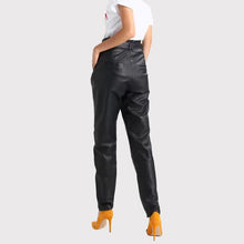 Laden Sie das Bild in den Galerie-Viewer, Elegante schwarze Hose aus echtem Leder