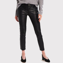 Laden Sie das Bild in den Galerie-Viewer, Damen-Skinny-Lederjeans in Schwarz