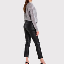 Laden Sie das Bild in den Galerie-Viewer, Damen-Skinny-Lederjeans in Schwarz