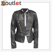 Laden Sie das Bild in den Galerie-Viewer, Handmade Black Military Style Leather Jacket