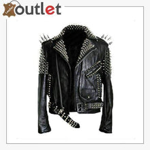 Laden Sie das Bild in den Galerie-Viewer, Handmade Mens Black Fashion Long Studded Punk Style Leather Jacket