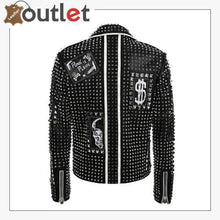 Laden Sie das Bild in den Galerie-Viewer, Handmade Mens Fashion Studded Punk Style Leather Jacket