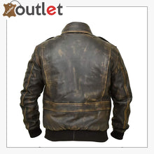 Laden Sie das Bild in den Galerie-Viewer, A2 Aviator Distressed Cowhide Leather Bomber Aviator Flight Jacket Leather Outlet