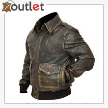 Laden Sie das Bild in den Galerie-Viewer, A2 Aviator Distressed Cowhide Leather Bomber Aviator Flight Jacket Leather Outlet