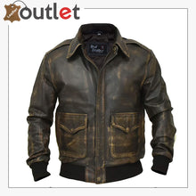 Laden Sie das Bild in den Galerie-Viewer, A2 Aviator Distressed Cowhide Leather Bomber Aviator Flight Jacket Leather Outlet