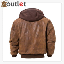 Laden Sie das Bild in den Galerie-Viewer, Air Force Aviator Hooded Leather Bomber Jacket