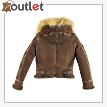 Laden Sie das Bild in den Galerie-Viewer, B3 Woman Hoodie Leather Bomber Jacket - Leather Outlet