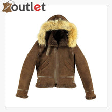 Laden Sie das Bild in den Galerie-Viewer, B3 Woman Hoodie Leather Bomber Jacket - Leather Outlet