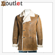 Laden Sie das Bild in den Galerie-Viewer, Brown Shearling Leather Men Coat