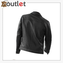 Laden Sie das Bild in den Galerie-Viewer, Black Biker Bomber Style Leather Jacket