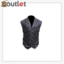 Laden Sie das Bild in den Galerie-Viewer, Black Biker Seven Button Pocket Real Leather Vest