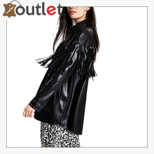Laden Sie das Bild in den Galerie-Viewer, Black Real Quality Womens Leather Shirt - Leather Outlet