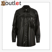 Laden Sie das Bild in den Galerie-Viewer, Black Real Quality Womens Leather Shirt - Leather Outlet
