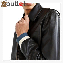 Laden Sie das Bild in den Galerie-Viewer, Black Shirt Style Leather Bomber Jacket - Leather Outlet