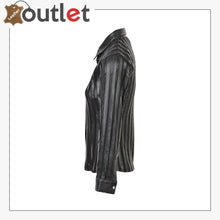 Laden Sie das Bild in den Galerie-Viewer, Black Womens Leather Shirt - Leather Outlet