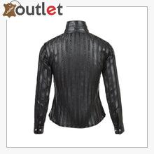 Laden Sie das Bild in den Galerie-Viewer, Black Womens Leather Shirt - Leather Outlet