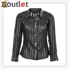 Laden Sie das Bild in den Galerie-Viewer, Black Womens Leather Shirt - Leather Outlet