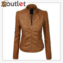 Laden Sie das Bild in den Galerie-Viewer, Brown High Light Leather Fashion Jacket