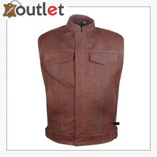 Laden Sie das Bild in den Galerie-Viewer, Classic Brown Leather Vest For Men