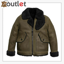 Laden Sie das Bild in den Galerie-Viewer, Shearling Sheepskin Leather Bomber Jacket - Leather Outlet