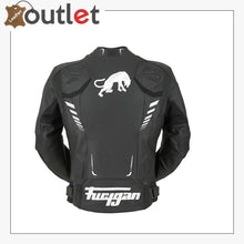 Laden Sie das Bild in den Galerie-Viewer, Custom Black And White Racing Motorcycle Jacket - Leather Outlet