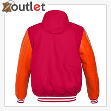Laden Sie das Bild in den Galerie-Viewer, Genuine Orange Leather Varsity Jacket For Women