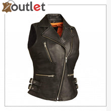 Laden Sie das Bild in den Galerie-Viewer, Goddess- Ladies Motorcycle Leather Vest - Leather Outlet