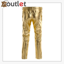 Laden Sie das Bild in den Galerie-Viewer, Golden Color Disco Nigh Club Leather Metallic Straight Pant Trouser