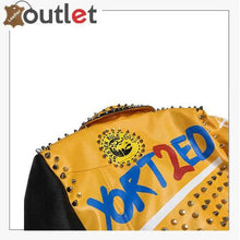 Laden Sie das Bild in den Galerie-Viewer, Graffiti Punk Style Biker Leather Jacket