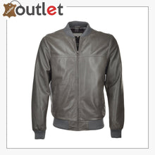 Laden Sie das Bild in den Galerie-Viewer, Grey Leather Bomber Jacket - Leather Outlet