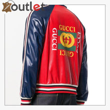 Load image into Gallery viewer, Womens Leather Bomber Jacket with Gucci Logo - Leather Outlet