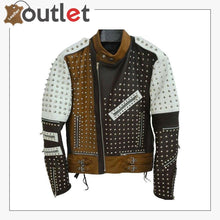 Laden Sie das Bild in den Galerie-Viewer, Handmade Real Leather Studded jacket