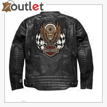 Laden Sie das Bild in den Galerie-Viewer, Harley Davidson Men Embroidery Eagle Design Natural Leather Jacket
