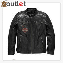 Laden Sie das Bild in den Galerie-Viewer, Harley Davidson Men Embroidery Eagle Design Natural Leather Jacket